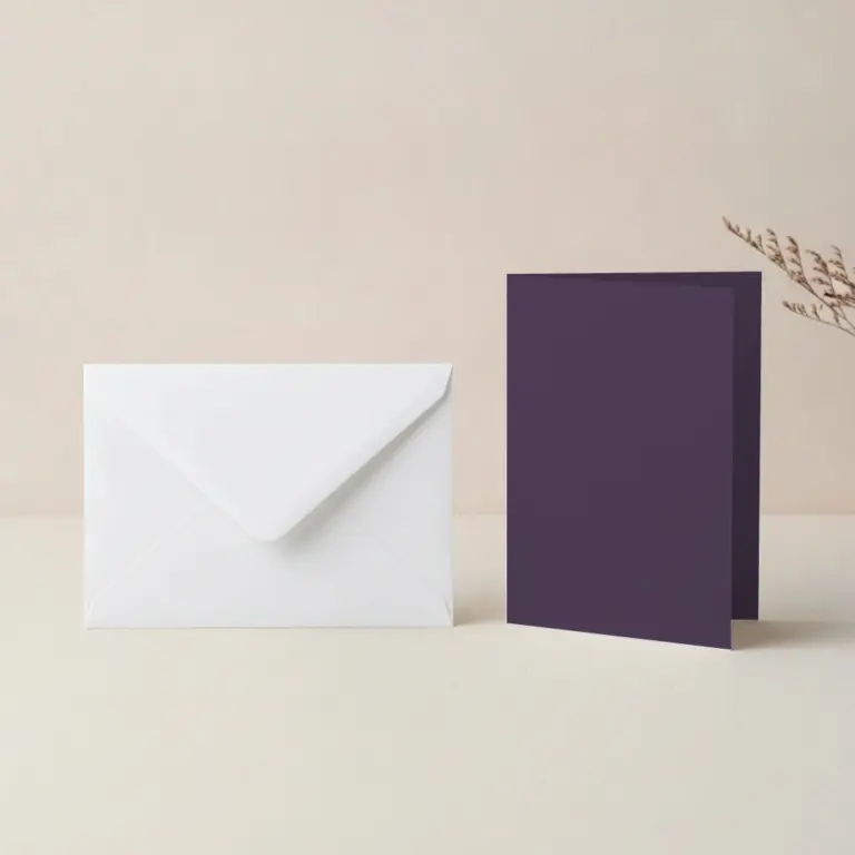A6 Aubergine Lessebo Card - 300gsm Card Blanks & C6 White Envelopes Pack