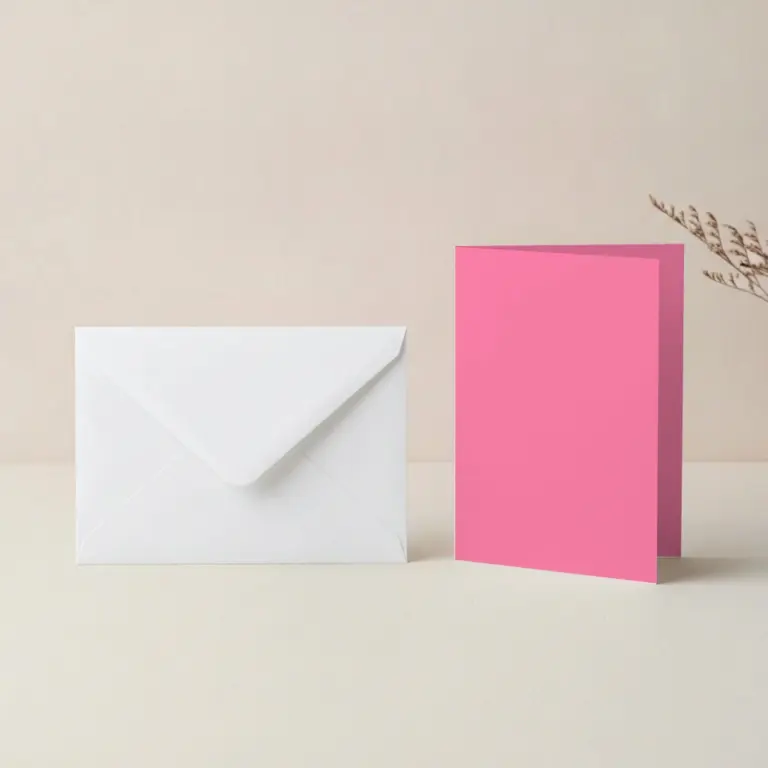 A6 Bubblegum Lessebo Card - 300gsm Card Blanks & C6 White Envelopes Pack