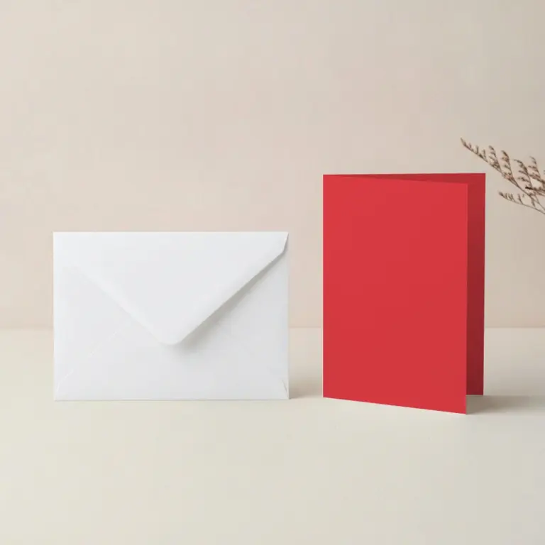 A5 Vanguard Cherry Card Blanks & 152mm x 216mm White Envelopes Pack