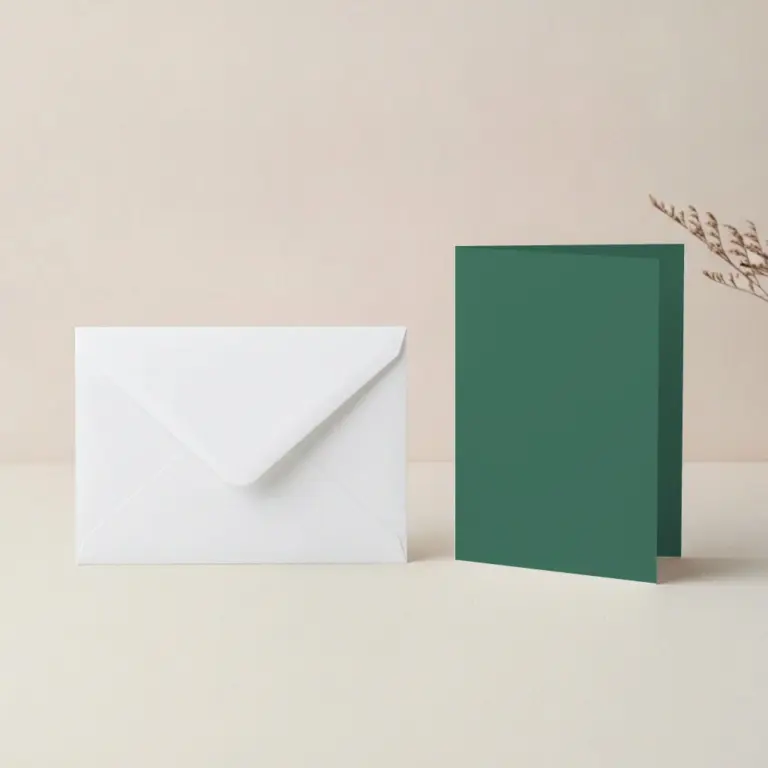 A6 Hunter's Green Lessebo Card - 300gsm Card Blanks & C6 White Envelopes Pack