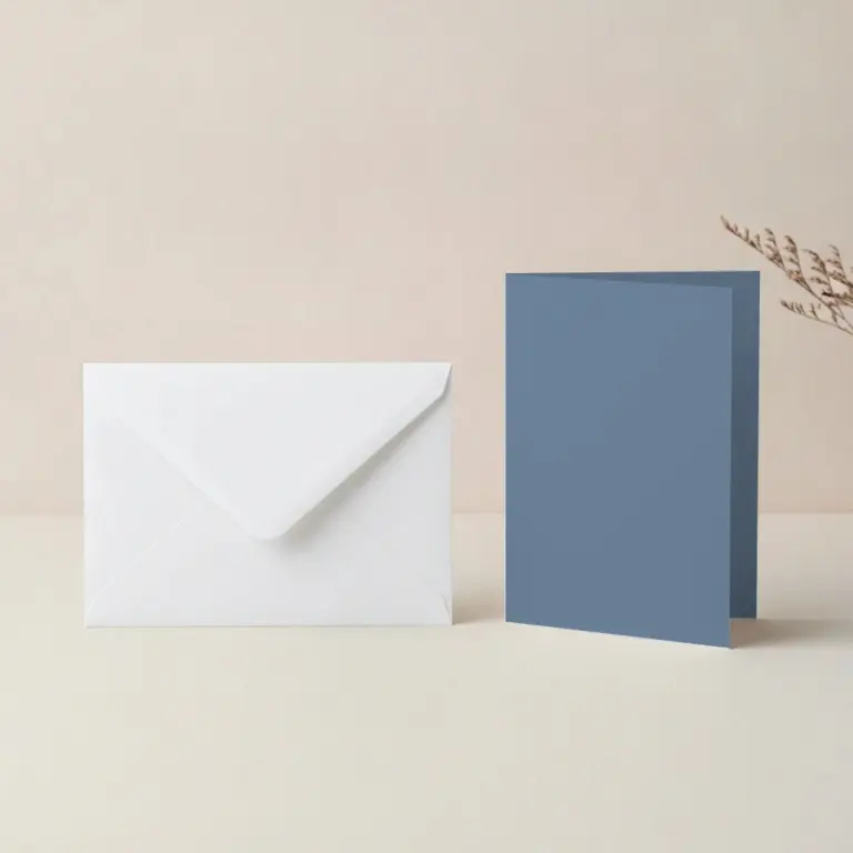 A6 Steel Blue Lessebo Card - 300gsm Card Blanks & C6 White Envelopes Pack