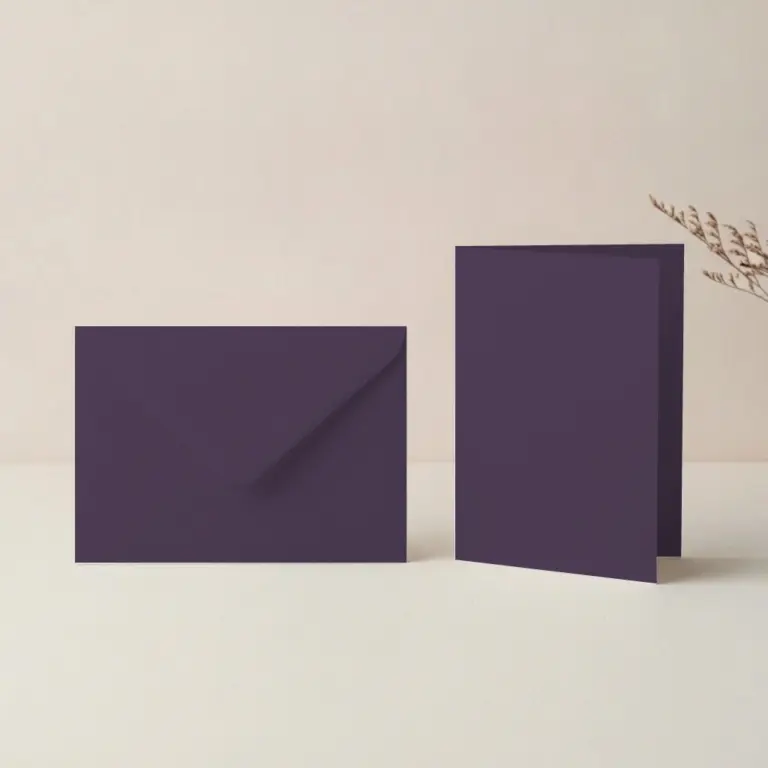 A6 Aubergine Lessebo 300gsm Card Blanks & C6 Aubergine Envelopes Pack