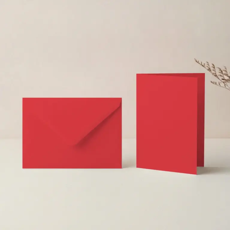 A6 Cherry Lessebo 300gsm Card Blanks & C6 Cherry Envelopes Pack