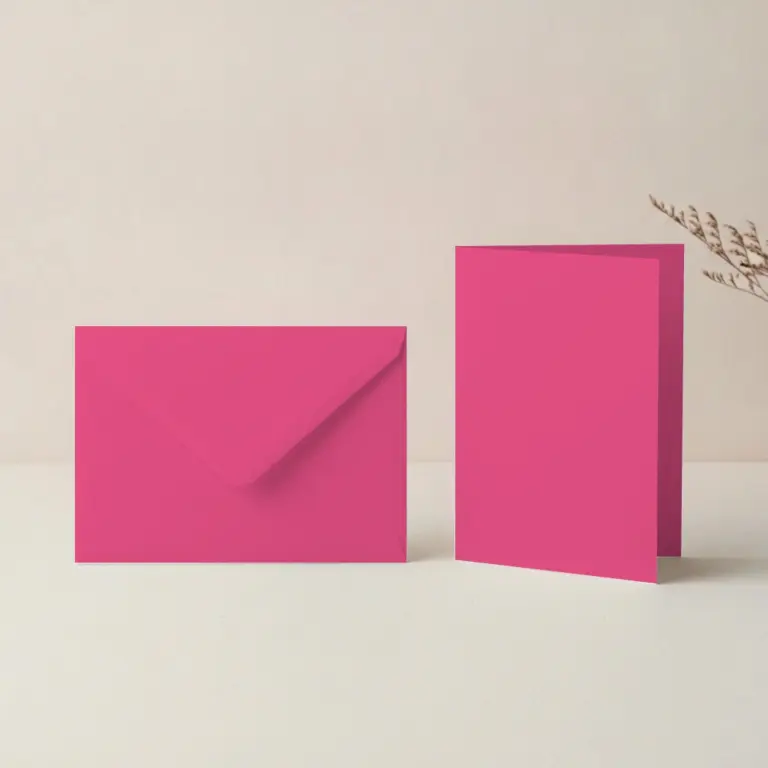 A5 Fuchsia Lessebo Card - 300gsm Card Blanks & C5 Fuchsia Envelopes Pack