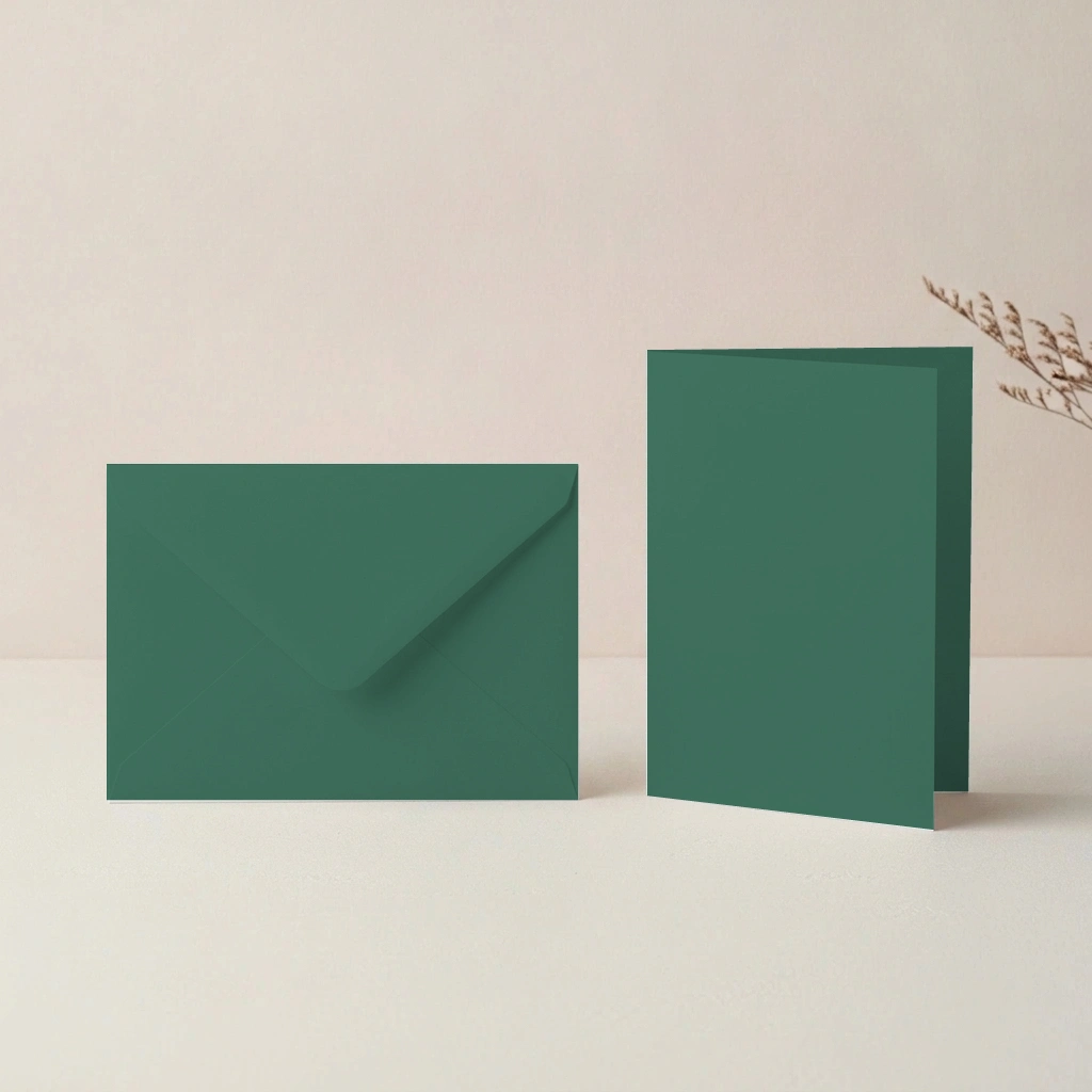 A6 Hunter's Green Lessebo 300gsm Card Blanks & C6 Hunters Green Envelopes Pack