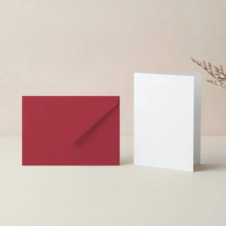 A5 Paperline PrePrint White Card Blanks & 152mm x 216mm Crimson Red Envelopes Pack