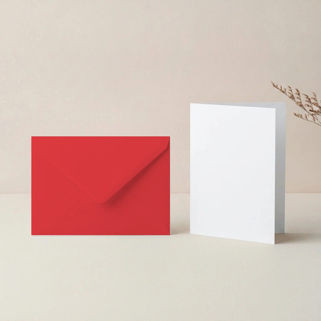 A6 Paperline PrePrint White Card Blanks & C6 Poppy Red Envelopes Pack