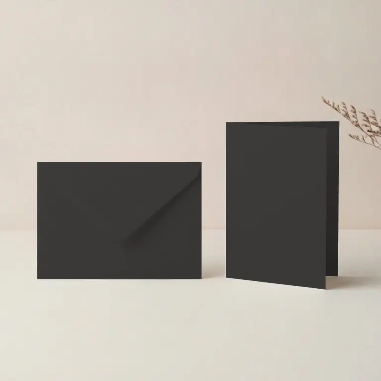 A6 Pitch Black Lessebo 300gsm Card Blanks & C6 Pitch Black Envelopes Pack