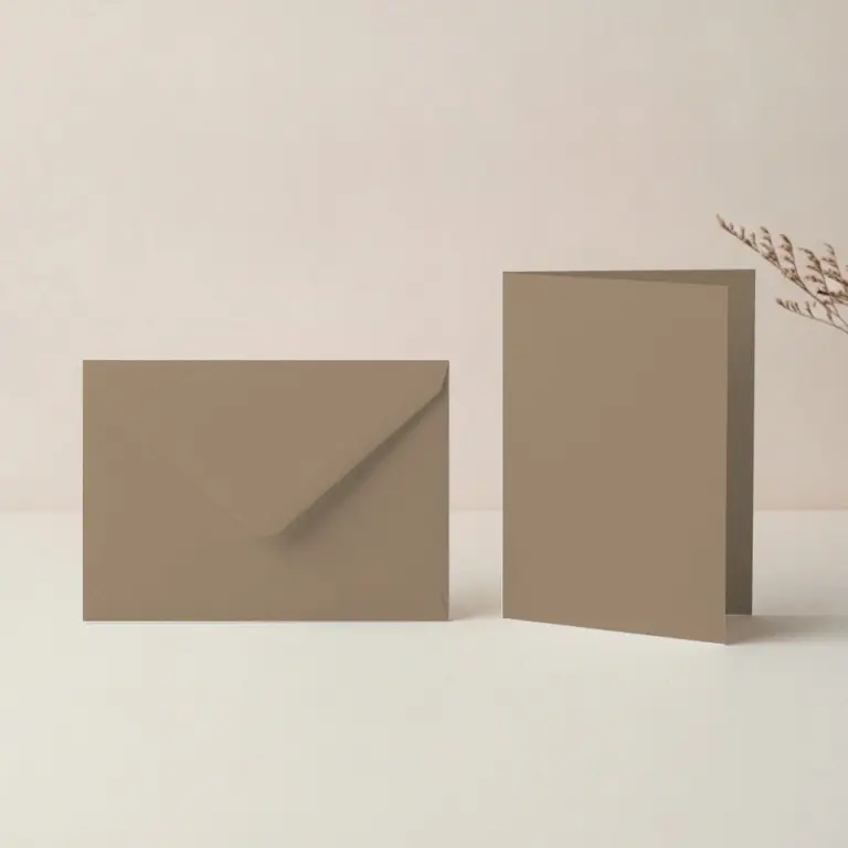 A6 Shiitake Lessebo 300gsm Card Blanks & C6 Shiitake Envelopes Pack