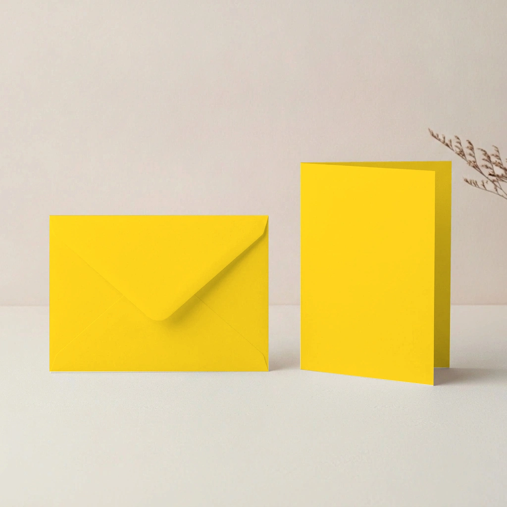 A6 Sunflower Lessebo 300gsm Card Blanks & C6 Sunflower Yellow Envelopes Pack