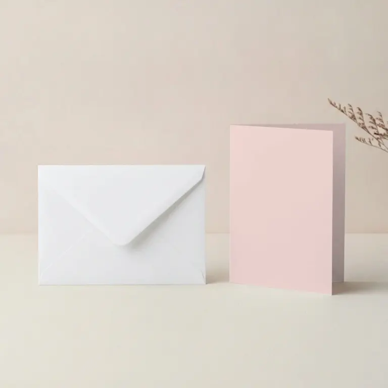 A5 Vanguard Blush Card Blanks & 152mm x 216mm White Envelopes Pack