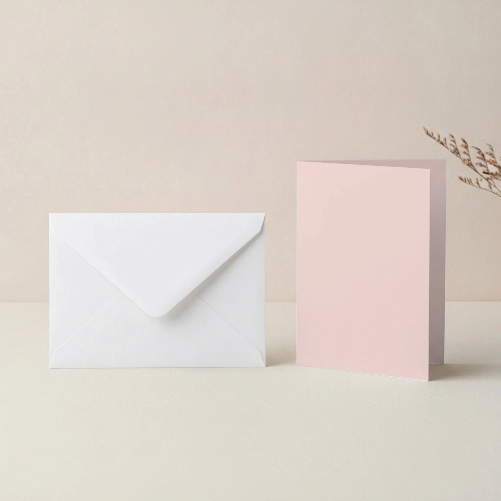 A6 Vanguard Blush Card Blanks & C6 White Envelopes Pack