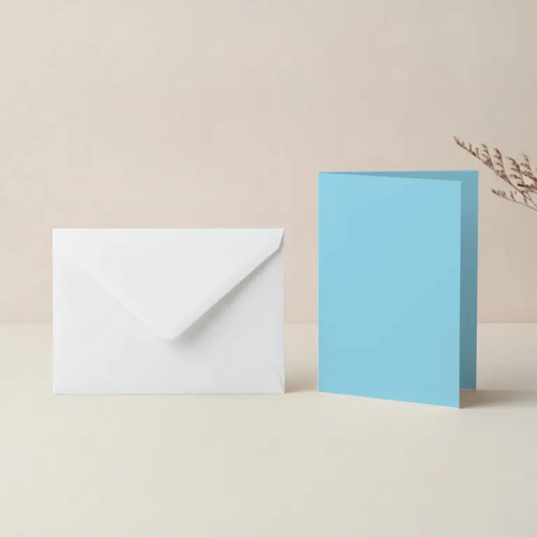 A5 Vanguard Celestial Blue Card Blanks & 152mm x 216mm White Envelopes Pack