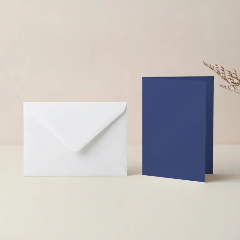 A5 Vanguard Cobalt Blue Card Blanks & 152mm x 216mm White Envelopes Pack