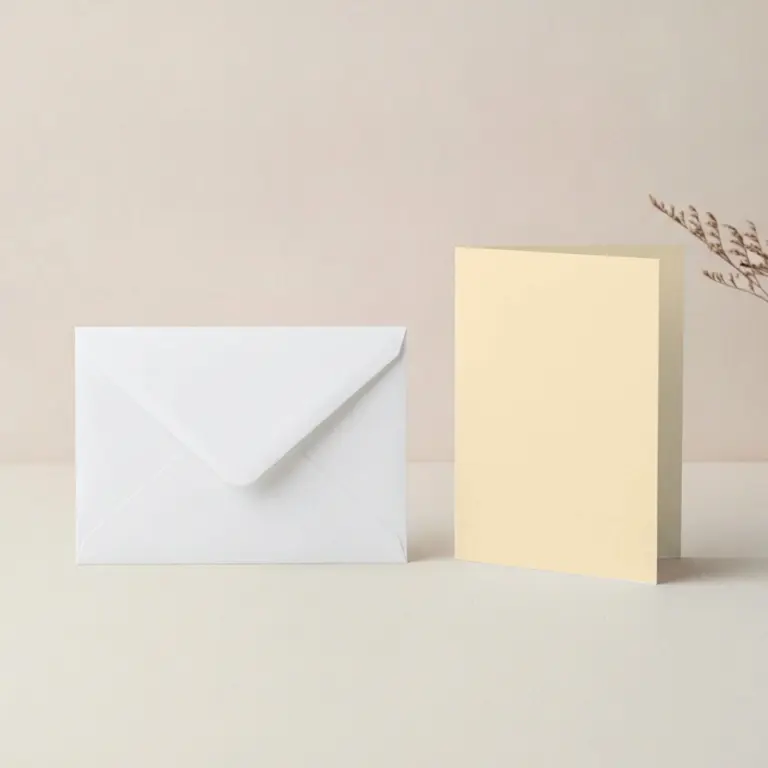 A5 Vanguard Cream Vellum Card Blanks & 152mm x 216mm White Envelopes Pack