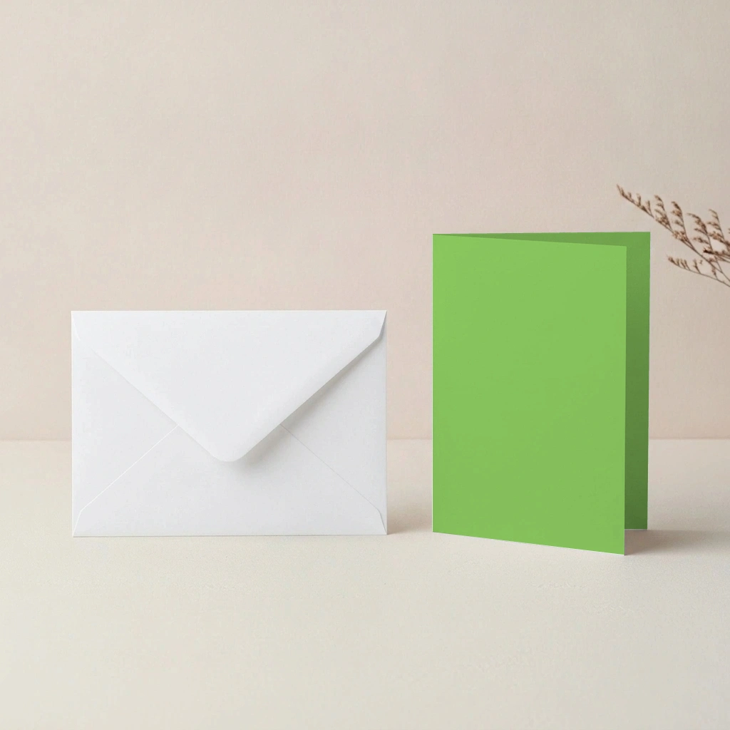 A6 Vanguard Lime Green Card Blanks & C6 White Envelopes Pack