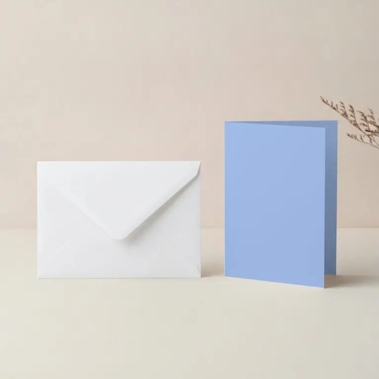 A5 Vanguard Marine Blue Card Blanks & 152mm x 216mm White Envelopes Pack