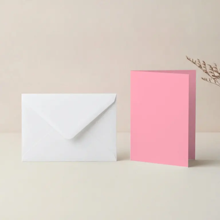 A5 Vanguard Pink Card Blanks & 152mm x 216mm White Envelopes Pack