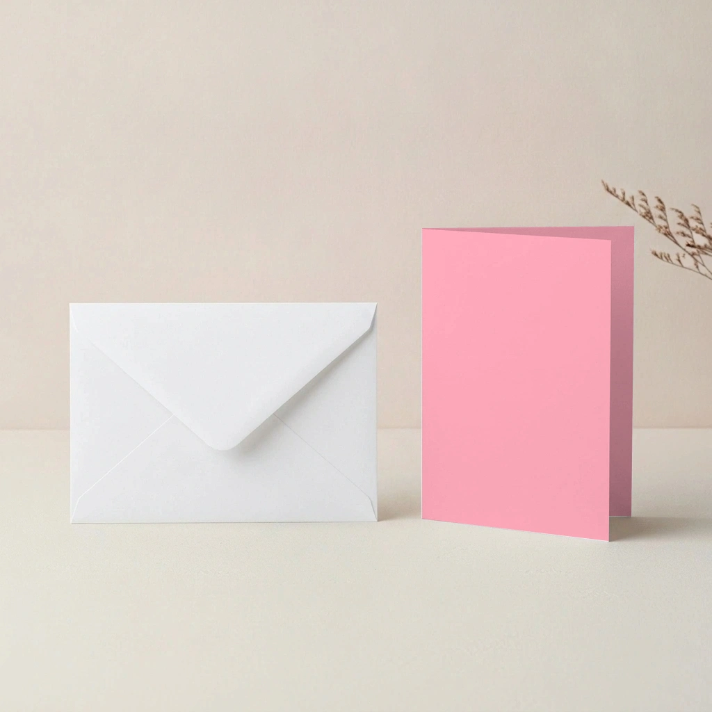 A6 Vanguard Pink Card Blanks & C6 White Envelopes Pack
