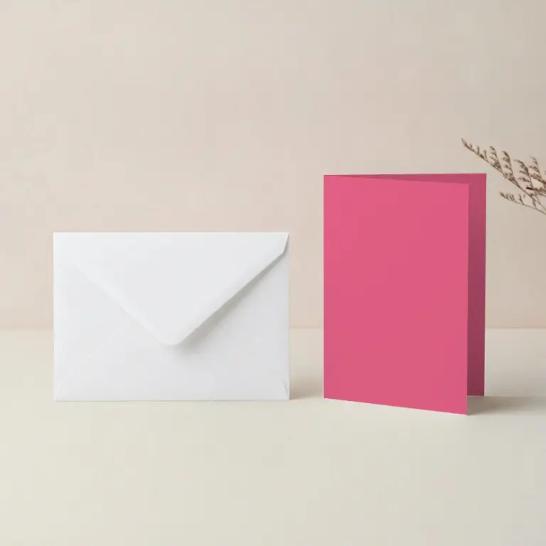 A5 Vanguard Raspberry Card Blanks & 152mm x 216mm White Envelopes Pack