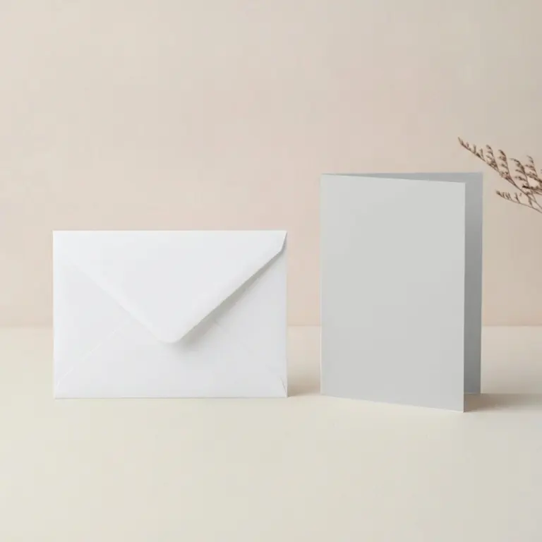 A5 Vanguard Silver Grey Card Blanks & 152mm x 216mm White Envelopes Pack