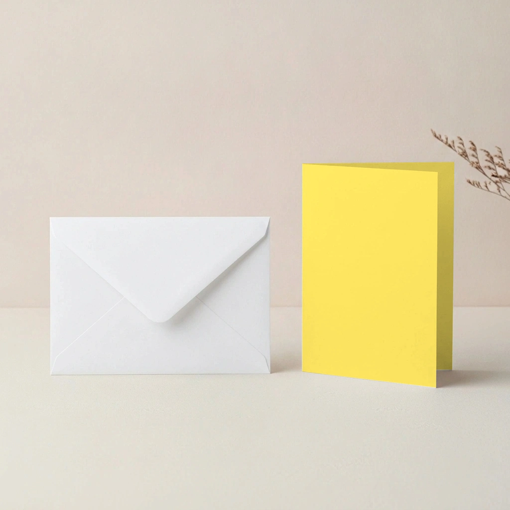 A6 Vanguard Sunlight Yellow Card Blanks & C6 White Envelopes Pack