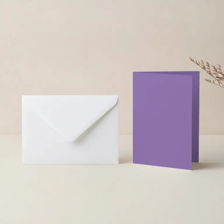 A5 Vanguard Violet Card Blanks & 152mm x 216mm White Envelopes Pack