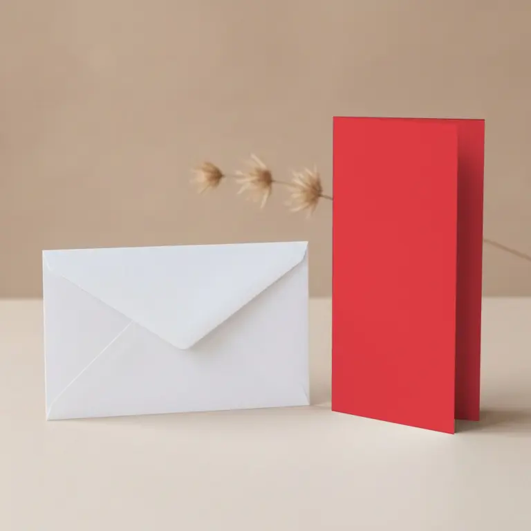 DL Vanguard Cherry Card Blanks & DL (110mm x 220mm) White Envelopes Pack