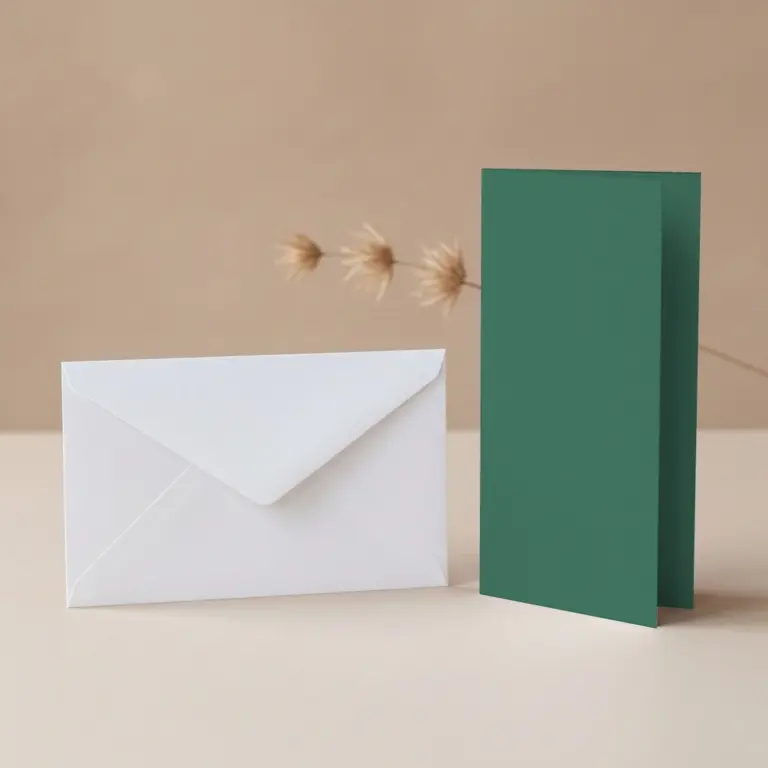 DL Hunter's Green Lessebo Card - 300gsm Card Blanks & DL (110mm x 220mm) White Envelopes Pack
