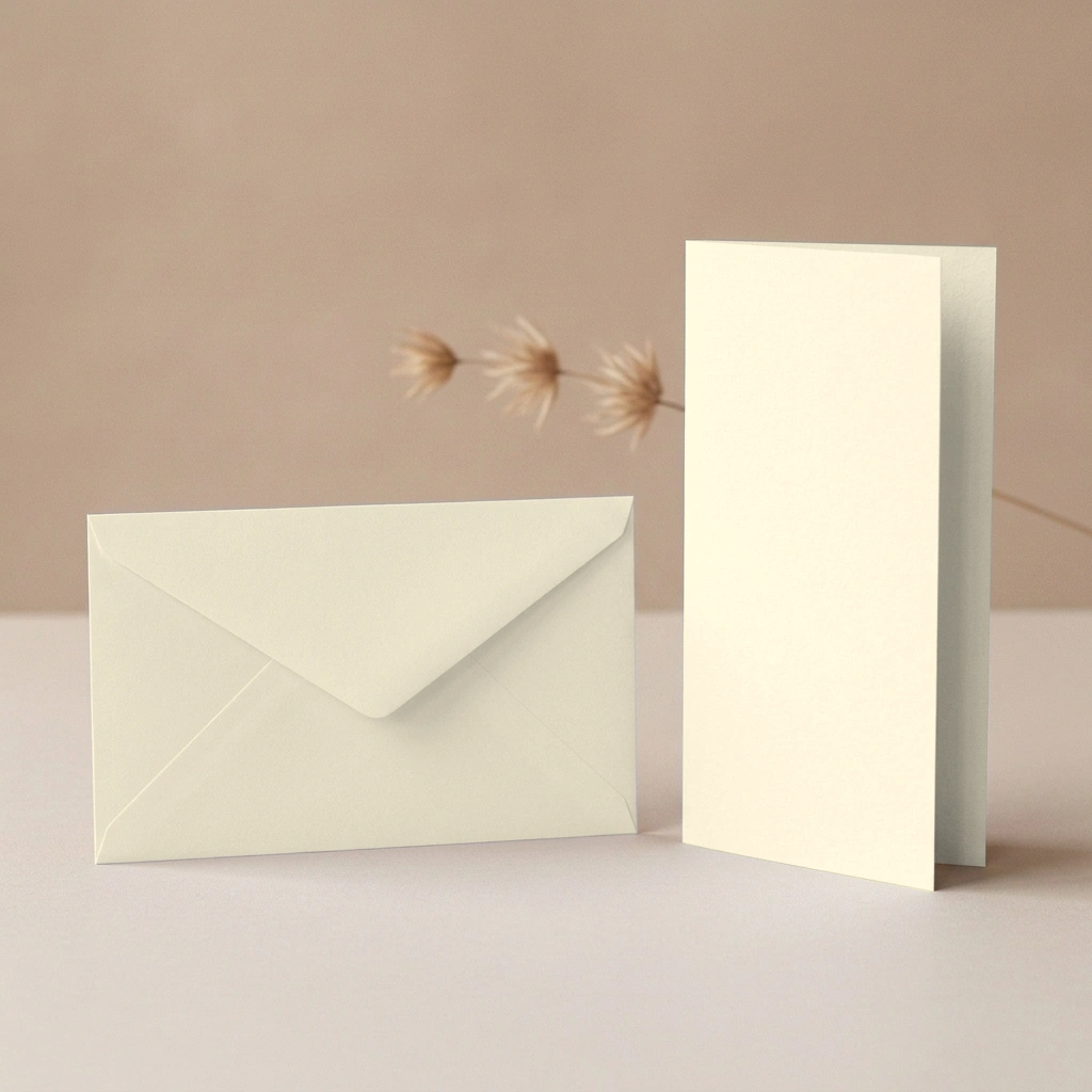 DL Olin Colours Card - Ivory Card Blanks & DL (110mm x 220mm) Ivory Envelopes Pack