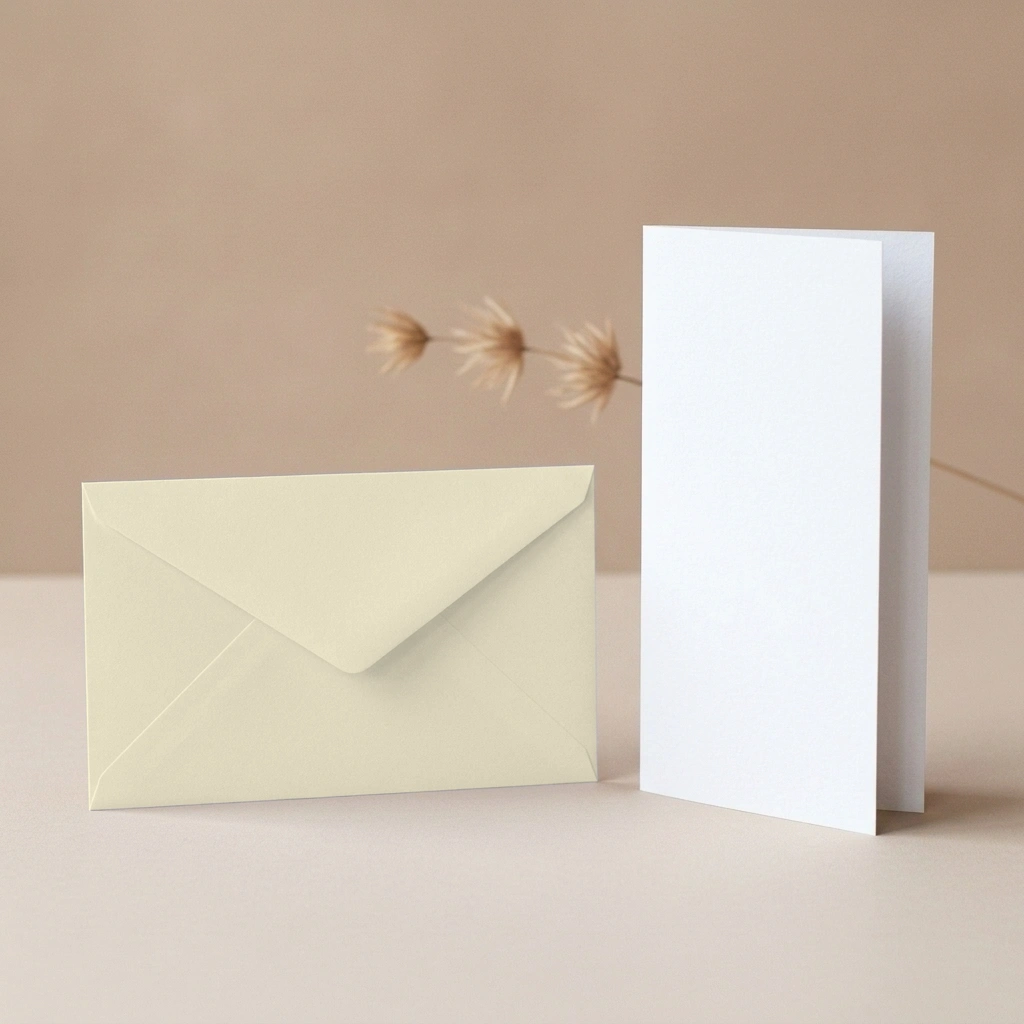 DL Paperline PrePrint White Card Blanks & DL (110mm x 220mm) Ivory Envelopes Pack