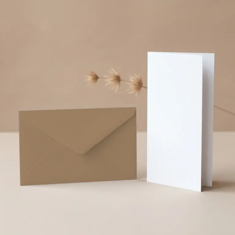 DL Paperline PrePrint White Card Blanks & DL (110mm x 220mm) Recycled Fleck Envelopes Pack