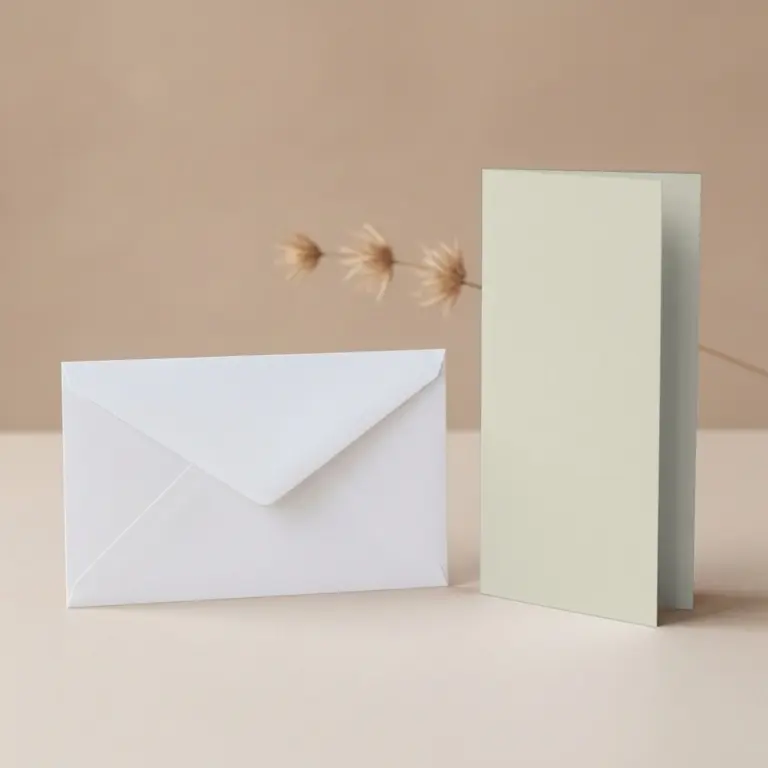 DL Pashmina Lessebo Card - 300gsm Card Blanks & DL (110mm x 220mm) White Envelopes Pack
