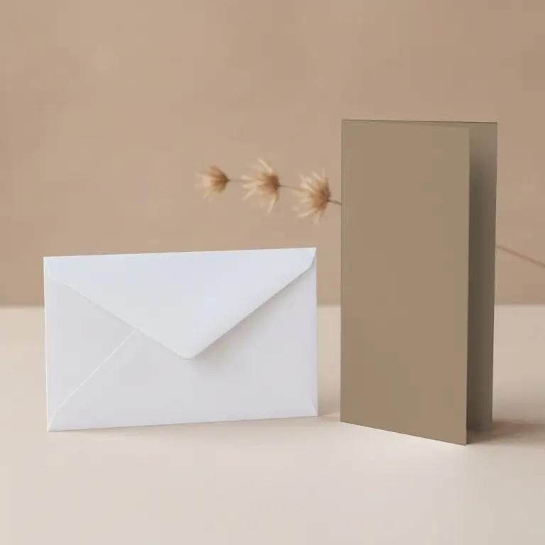 DL Shiitake Lessebo Card - 300gsm Card Blanks & DL (110mm x 220mm) White Envelopes Pack