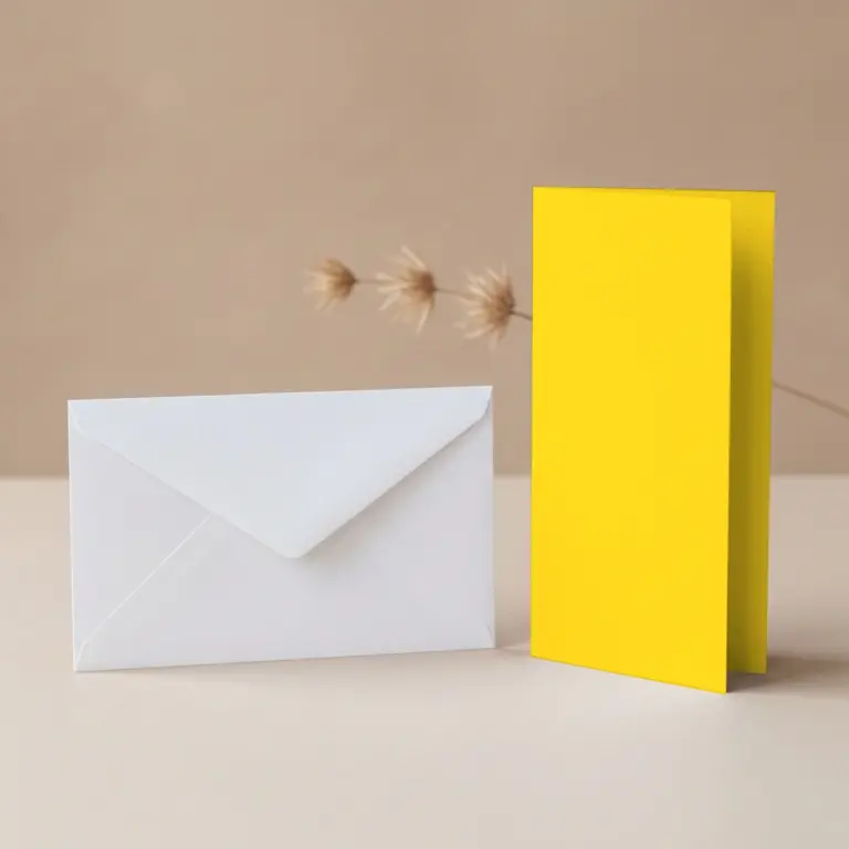 DL Sunflower Lessebo Card - 300gsm Card Blanks & DL (110mm x 220mm) White Envelopes Pack