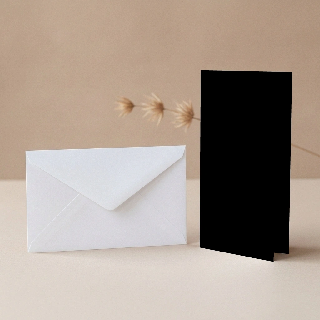 DL Vanguard Black Card Blanks & DL (110mm x 220mm) White Envelopes Pack
