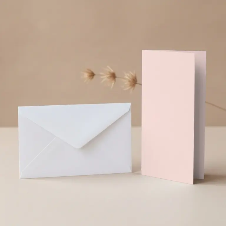 DL Vanguard Blush Card Blanks & DL (110mm x 220mm) White Envelopes Pack