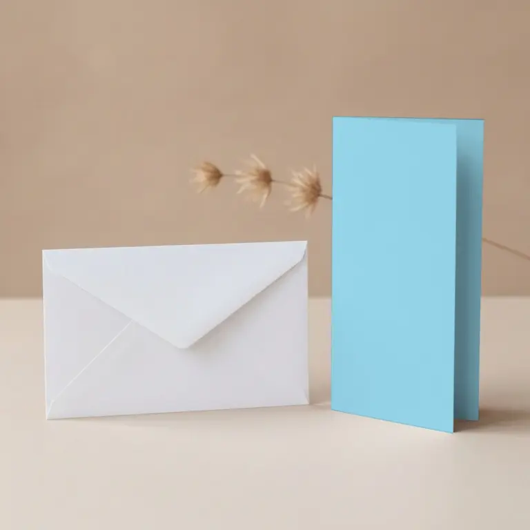 DL Vanguard Celestial Blue Card Blanks & DL (110mm x 220mm) White Envelopes Pack