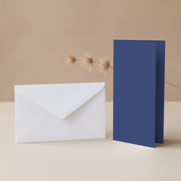 DL Vanguard Cobalt Blue Card Blanks & DL (110mm x 220mm) White Envelopes Pack