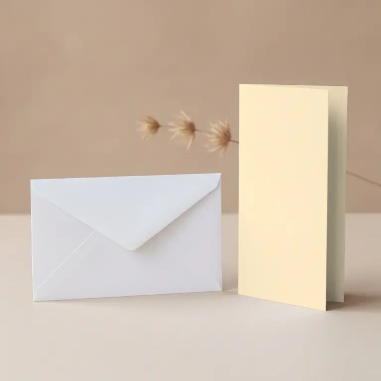 DL Vanguard Cream Vellum Card Blanks & DL (110mm x 220mm) White Envelopes Pack