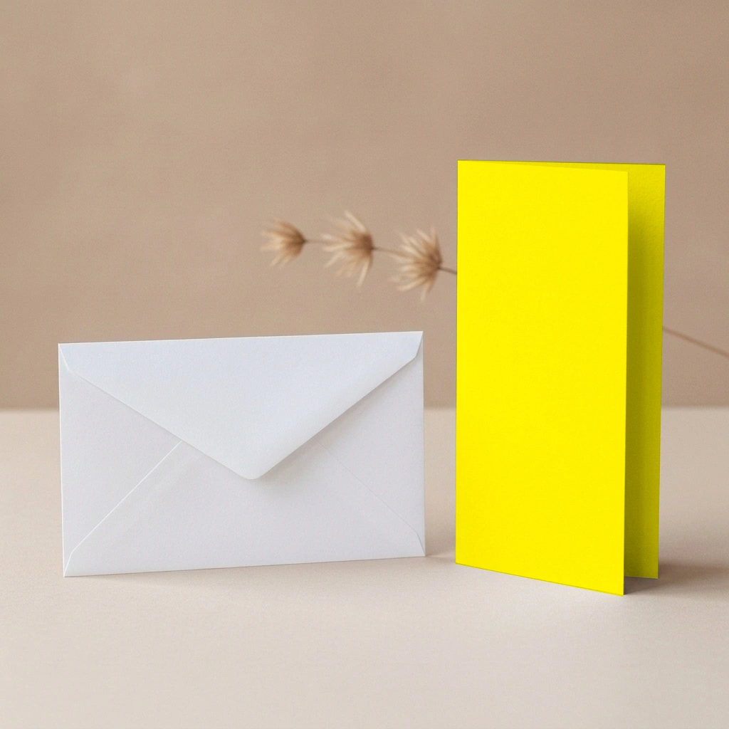 DL Vanguard Daffodil Card Blanks & DL (110mm x 220mm) White Envelopes Pack