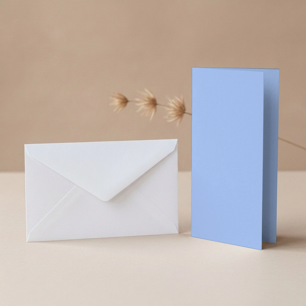 DL Vanguard Marine Blue Card Blanks & DL (110mm x 220mm) White Envelopes Pack