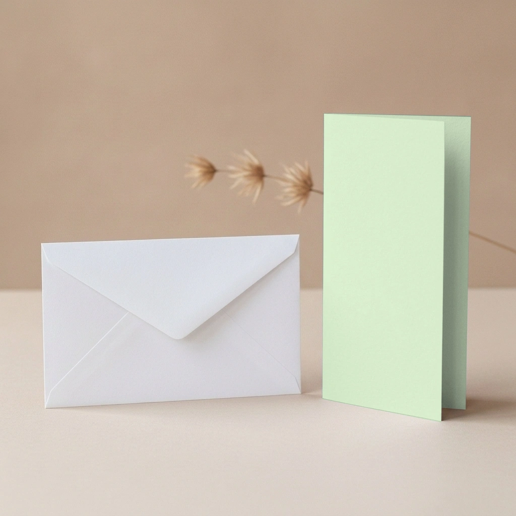 DL Vanguard Peppermint Card Blanks & DL (110mm x 220mm) White Envelopes Pack