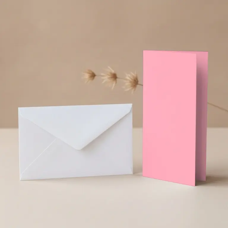 DL Vanguard Pink Card Blanks & DL (110mm x 220mm) White Envelopes Pack