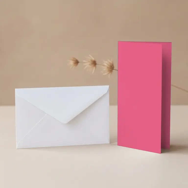 DL Vanguard Raspberry Card Blanks & DL (110mm x 220mm) White Envelopes Pack