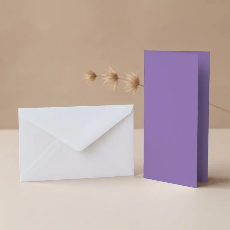 DL Vanguard Violet Card Blanks & DL (110mm x 220mm) White Envelopes Pack