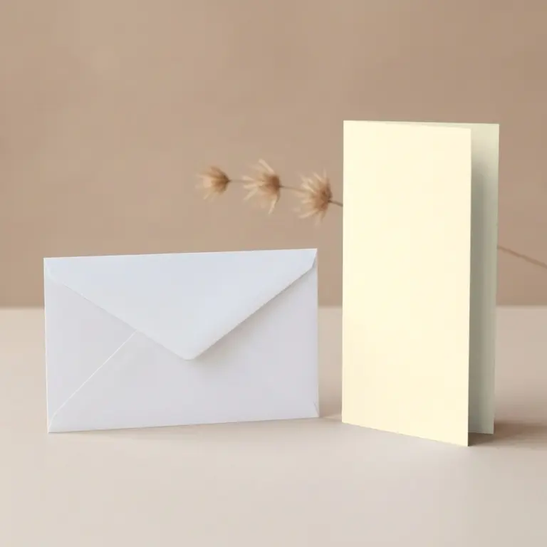 DL Vanilla Lessebo Card - 300gsm Card Blanks & DL (110mm x 220mm) White Envelopes Pack